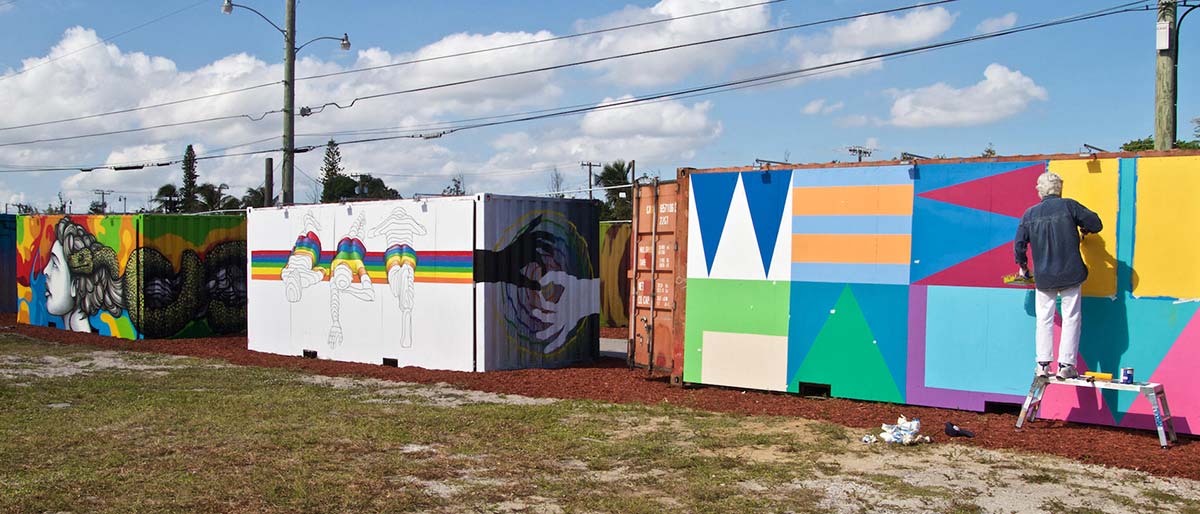 west beach outdoor museum shipping container art