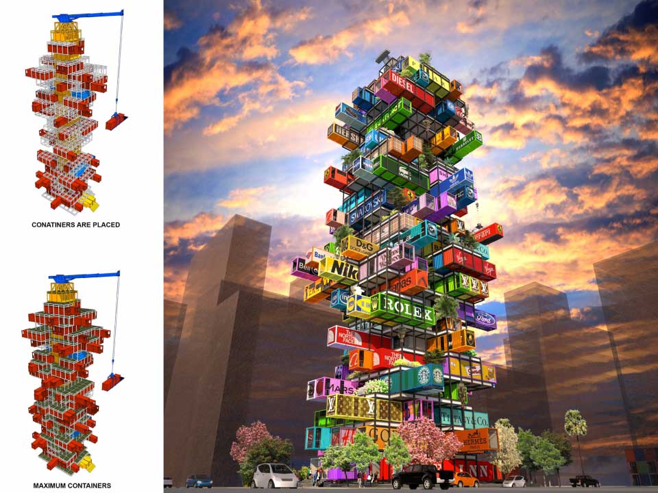 container skyscraper concept construction