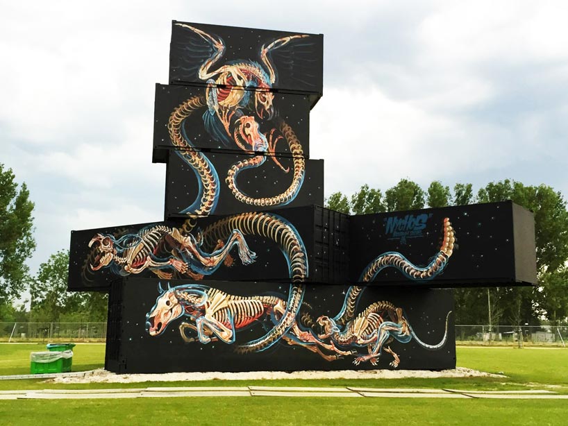 installation by nychos shipping container art