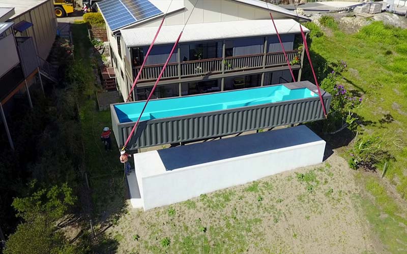 shipping container pool transport