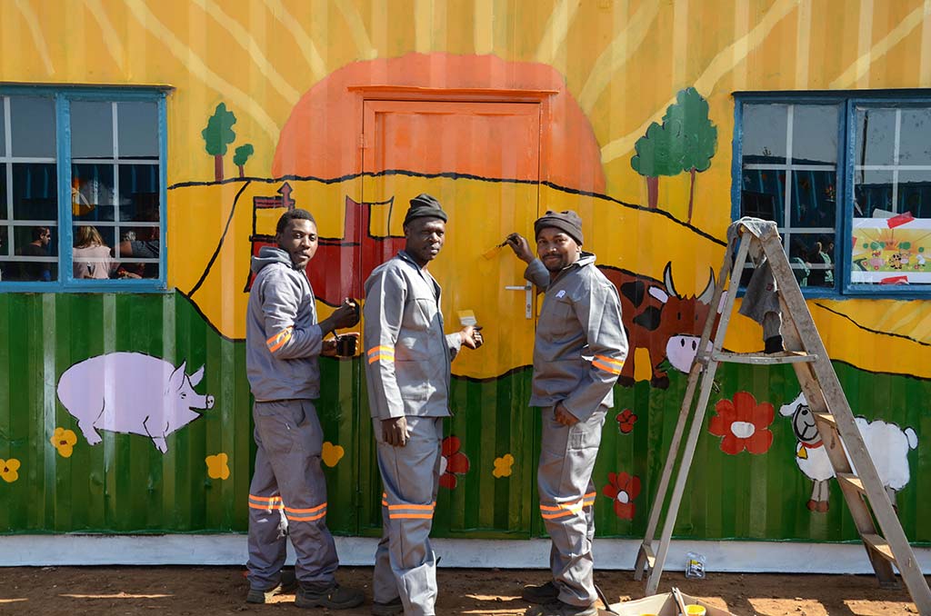 painting containers mandela day